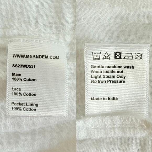 ME+EM Cheesecloth Maxi Shirt Dress Button Front With Belt White Cotton US 8 READ - Picture 8 of 11